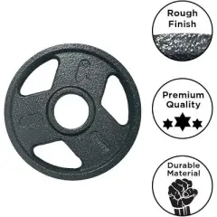 Amber Fight Gear Triple-Grip Weight Plates, Durable Cast Iron for Strength Training, Ideal for Squats, Deadlifts, Bench Press, Pair (5 lbs)