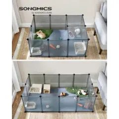 SONGMICS 20 Panels Pet Playpen with Floor, Small Animal Playpen, Pet Fence Indoor, DIY Plastic Enclosure for Guinea Pigs, Bunny, Hamsters, Hedgehogs