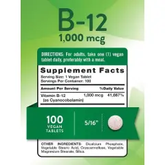 Nature's Truth Vitamin B12 1000 mcg Tablets | 100 Count | Vegan, Non-GMO & Gluten Free Supplement