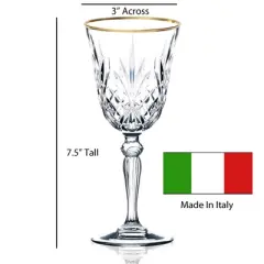 Lorren Home Trends Siena Collection Set of 4 Crystal White Wine Glass with gold band design