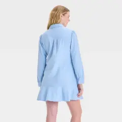 Long Sleeve Flounce Hem Mini Maternity Shirtdress - Isabel Maternity by Ingrid & Isabel&trade;