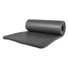 BalanceFrom Fitness 71 x 24 x 1'" All-Purpose Extra Thick Non-Slip High Density Anti-Tear Exercise Yoga Mat with Knee Pad & Carrying Strap, Gray