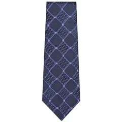 TheDapperTie Men's Navy Blue And Purple Checks Necktie with Hanky