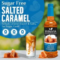 Syruvia Sugar Free Salted Caramel Syrup - 25.4 fl oz. Premium Flavoring Syrup For Coffee