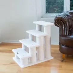 Armarkat Classic Real Wood Jackson Galaxy Approved, Four Step Cat Tower - Ivory