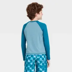 Boys' Wave Long Sleeve Rash Guard Swim Shirt - art class&trade; Dark Blue 
