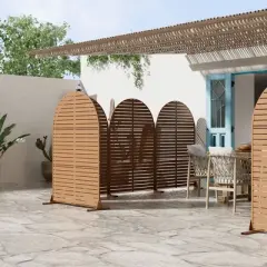 1-Piece Classic White Arched Galvanized Sheet Screen with Blinds, Outdoor Privacy Screen