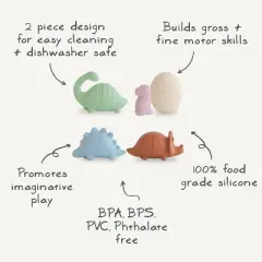 Mushie Dino Mold Free Bath Play Set - 4 Pack