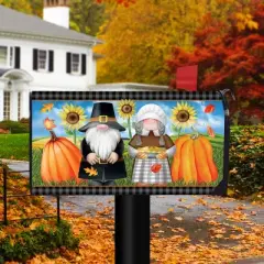 Thanksgiving Gnomes Magnetic Mailbox Cover Sunflowers Humor Standard Briarwood Lane