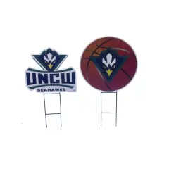NCAA UNC Wilmington Seahawks 2pk Logo and Helmet Garden Stake Set