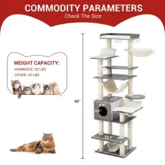 Cat Tree with Toy, Cat Tower Condo for Indoor Cats Features Scratching Post