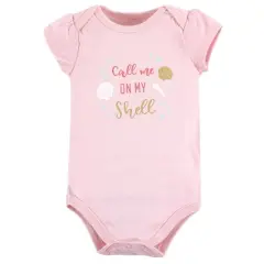 Little Treasure Baby Girl Cotton Bodysuits 3pk, Sea Shells