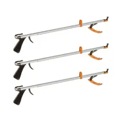 Cubii Health Lightweight Compact 15" Easy-to-Use Reacher Grabber Tool and Magnetic Tip, Aluminum, (3 Pack)