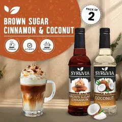 Syruvia Coffee Flavors Variety Pack: Brown Sugar Cinnamon & Coconut 25.4 fl oz Syrup
