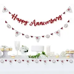 Big Dot of Happiness We Still Do - 40th Wedding Anniversary - Party Letter Banner Decoration - 36 Banner Cutouts and Happy Anniversary Banner Letters