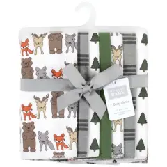 Hudson Baby Infant Boy Cotton Flannel Burp Cloths, Wild Forest 7-Pack, One Size