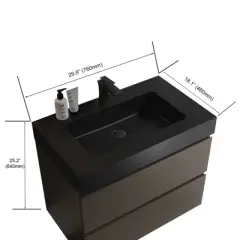 NicBex 29.9" Bathroom Vanity with Sink, One-piece Wall Mounted Vanity, Bathroom Cabinet Storage with 2 Spacious Drawers for Bathroom