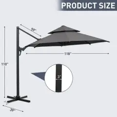 Ainfox 10ft  Outdoor Double-layer Market Umbrella
