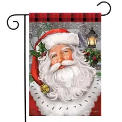 Checkered Santa Christmas Garden Flag Lamp Post 18" x 12.5" Briarwood Lane