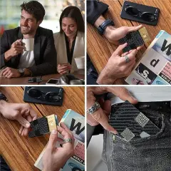 Fidelo Compact Wallet Comes With 4 Cash Bands - Black