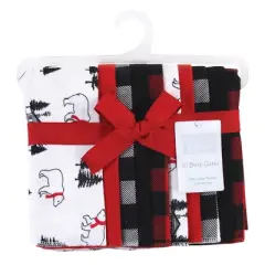Hudson Baby Infant Boy Cotton Flannel Burp Cloths, Buffalo Plaid Bear, One Size