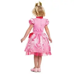 Toddler Super Mario Princess Peach Halloween Costume Dress with Headpiece
