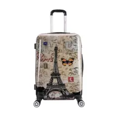 InUSA Lightweight Hardside Medium Checked Spinner Suitcase - Paris