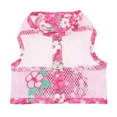 Doggie Design Cool Mesh Hawaiian Hibiscus Dog Harness with Leash-Pink