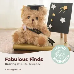 Bearington Collection Ken Grats Graduation Plush Teddy Bear Stuffed Animal, Black Cap, 7 Inch, For Ages 3-14