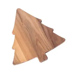 Transpac Wood Holiday Tree Serving Platter Multicolored Christmas Decor Perfect for Treats and Gift Giving