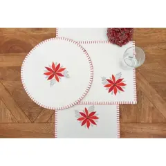 C&F Home Poinsettia Christmas Felt Christmas Winter Table Runner 12" x 47.25"