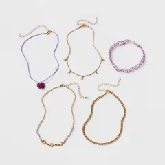 Embellished Heart Choker Necklace Set 5pc - Wild Fable&trade; Gold/Purple