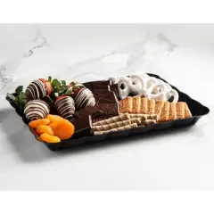 Posh Setting Black Rectangular Serving Tray with Scalloped Edge - 4 Count