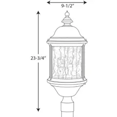 Progress Lighting, Ashmore Collection, 3-Light Post Lantern, Antique Bronze, Water Seeded Glass Shade