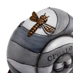 7" "Create" Snail Statue with Solar-Powered LED Light Heathered Gray/White/Copper - Alpine Corporation