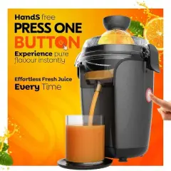 Eurolux Hands-Free Electric Citrus Juicer, Powerful Motor, Easy to Clean, Silver
