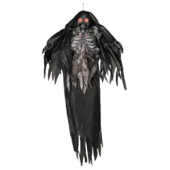 5 Ft. 4" Light-Up Hanging Black & Gray Grim Reaper Halloween Decoration