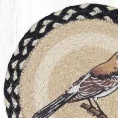 Earth Rugs Nature-Inspired Jute Trivet &ndash; 10"x10" Round Heat Pad with Bird Motif