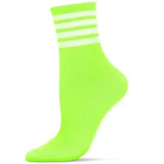 Memoi Women's Ring Quartet Cotton Blend Bold Neon Crew Socks