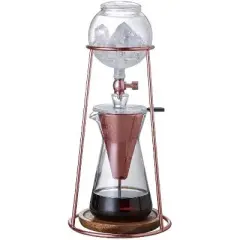 Nispira Iced Coffee Cold Brew Drip Coffee Maker Stainless Steal Copper (Rose Gold) Color 400mL Borosilicate Glass