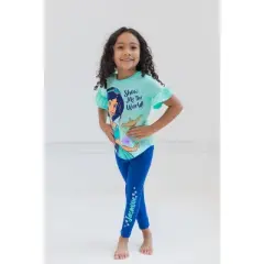 Disney Princess Moana Frozen Little Mermaid Rapunzel Jasmine Belle Girls T-Shirt and Leggings Outfit Set Toddler to Big Kid