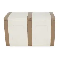 Homeplast Regular 52.83 Gallon Capacity Indoor Outdoor Heavy Duty Plastic Deck Box Storage Trunk for Pillows, Patio Cushions, & Firewood, Beige/White