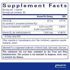 Pure Encapsulations - Folate 5,000 Plus - Activated Folate, Vitamin B12 and B6 Combination - 60 Capsules