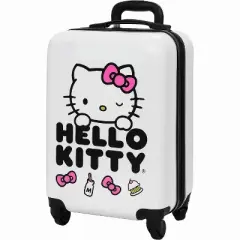 Hello Kitty Pink 18" Hard Sided Carry On Luggage w/4 Spinner Wheels