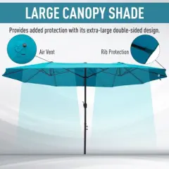 Sapphtopaz 15Ft Patio Umbrella Waterproof Outdoor Umbrella with Crank and Air Vents Pool Umbrella for Patio, Garden, Beach, Deck, Backyard