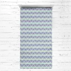 Bacati - Noah Large Triangles Mint Navy Muslin 3 pc Toddler Bed Sheet Set