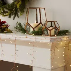 164ct LED High Density Dewdrop Garland Christmas Icicle Lights Warm White with Copper Wire - Wondershop&trade;