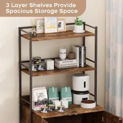 2-in-1 Cat Litter Box Enclosure with 3 Shelves and Door