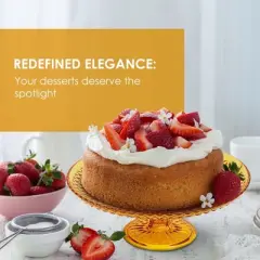 Amici Home Diamond Footed Glass Cake Stand, Round Vintage Style Cake Plate, Serving Platter for Cupcakes and Cookies, 10&rdquo; D X 3.7&rdquo; H