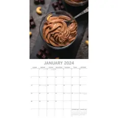 The Gifted Stationery 2024 Square Wall Calendar, Chocolate, 16-Month Food Theme with 180 Reminder Stickers (12x12 In)
